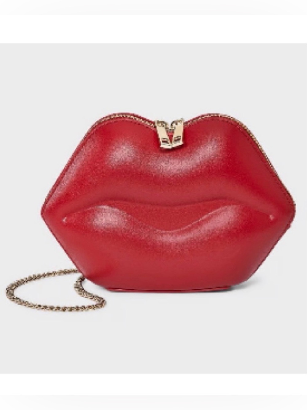 NWT Target A New Day Red Kiss Lips Crossbody Clutch Bag Purse Gold Chain
